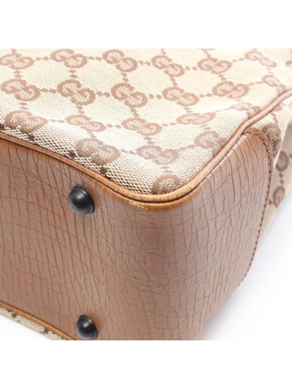 Gucci Tote Bag Bamboo GG Canvas Beige Brown Camel